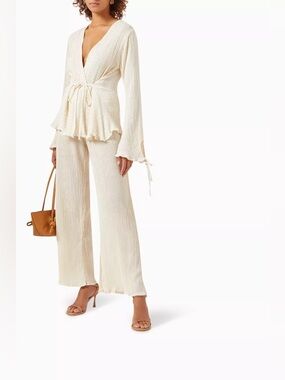 NWT ✨ Savannah Morrow Organic Cotton Plisse Pants Waist Tie $350